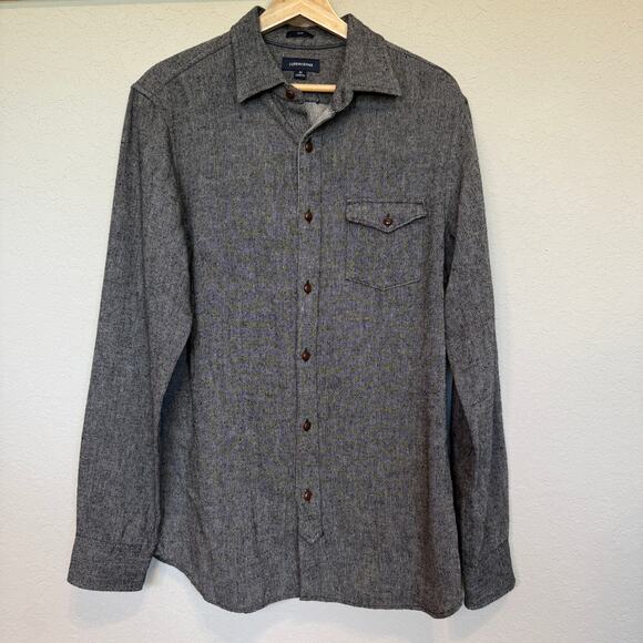 Men's J. Crew Jeans Gray Slim Fit Tweed‎ Button Down Size Medium - Picture 2 of 7